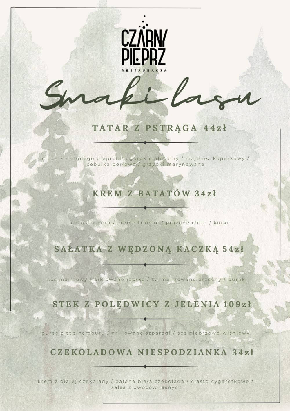 menu smaki lasu
